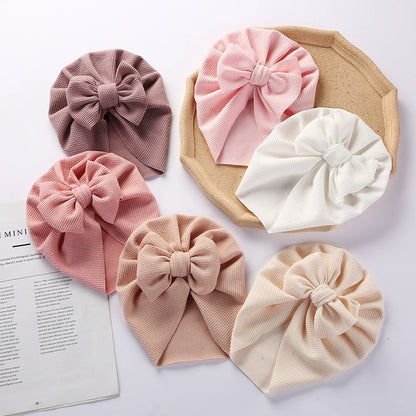 HonestyBazaar™ Ribbed Turban Baby Hats with Bow Newborn & Toddler Headwraps