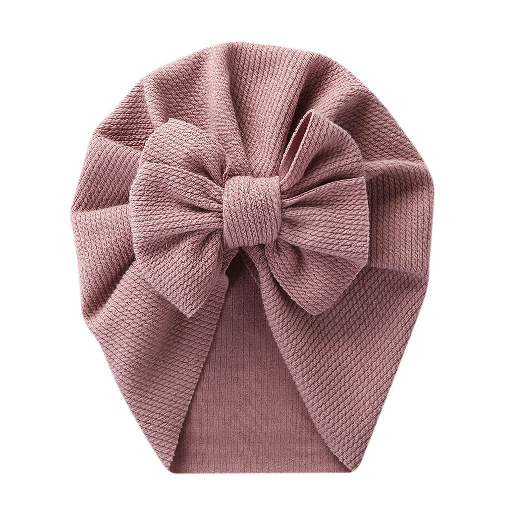 HonestyBazaar™ Ribbed Turban Baby Hats with Bow Newborn & Toddler Headwraps