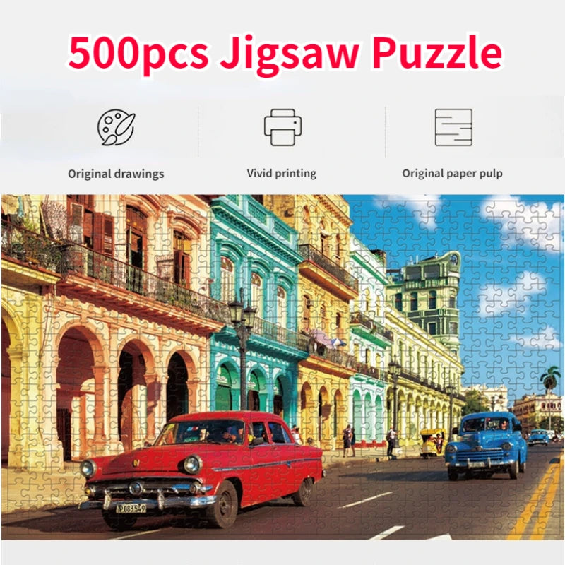 HonestyBazaar™ 500-Piece Jigsaw Puzzle – 46x28cm Landscape Oil Painting Art