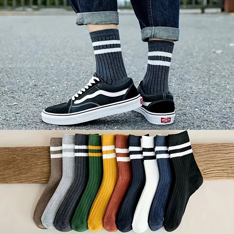 HonestyBazaar™ 5 Pairs Men's Vintage Athletic Socks Autumn/Winter Fashion Sports Set