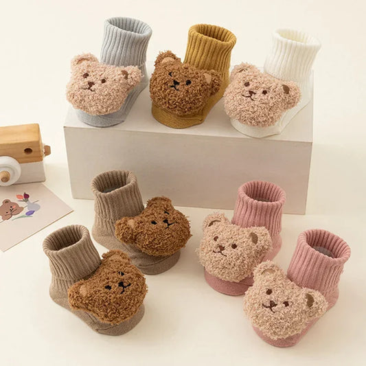 Honestybazaar™ Cute Cartoon Bear Baby Socks for Boy Girl Winter