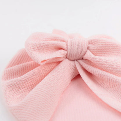 HonestyBazaar™ Ribbed Turban Baby Hats with Bow Newborn & Toddler Headwraps