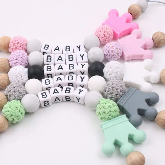 HonestyBazaar™ Beech Wood & Silicone Pacifier Chain Baby Soothing Tool